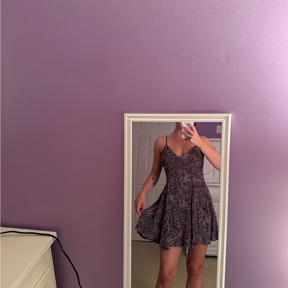 American Eagle Outfitters Paisley Mini Dress - Purple and Black
